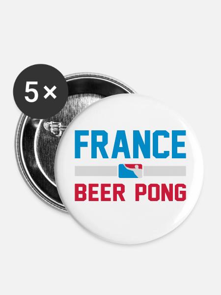 Beer Pong France - Buttons klein 25 mm (5er Pack) - Weiß