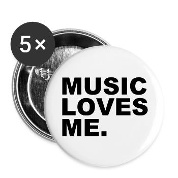 Music Loves Me - Musik liebt mich - Buttons klein 25 mm (5er Pack) - Weiß - Vorne