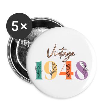 Vintage 1948 Floral - Buttons small 1''/25 mm (5-pack) - white - Front