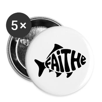 Dieu Poisson - Logo Chrétien - Lot de 5 petits badges (25 mm) - blanc - Devant