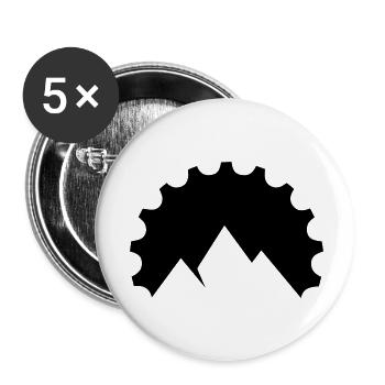 Zahnrad trifft Bergsilhouette - Buttons klein 25 mm (5er Pack) - Weiß - Vorne