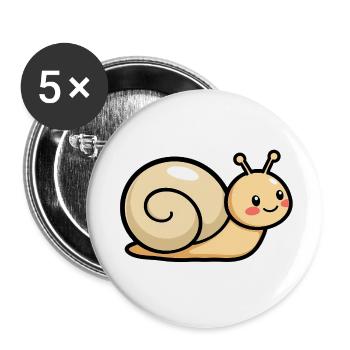 Schnecke - Buttons klein 25 mm (5er Pack) - Weiß - Vorne