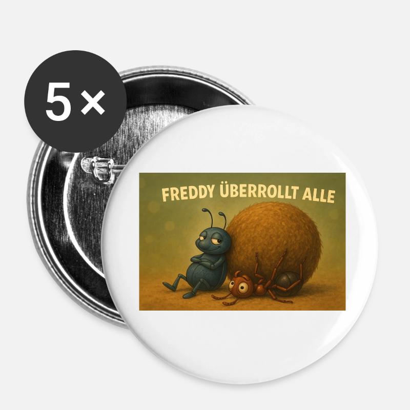 Freddy overwhelms them all - Buttons small 1''/25 mm (5-pack) - white