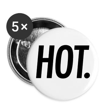 HOT. – Bold Statement Typografie - Buttons klein 25 mm (5er Pack) - Weiß - Vorne