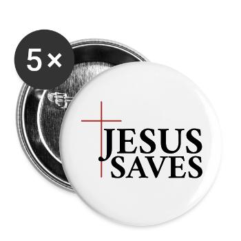 Jésus sauve - Lot de 5 petits badges (25 mm) - blanc - Devant