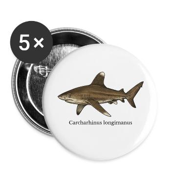 Carcharhinus longimanus Hai Design - Buttons klein 25 mm (5er Pack) - Weiß - Vorne