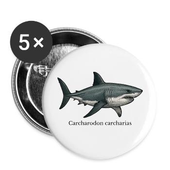 Carcharodon carcharias great white shark - Buttons small 1''/25 mm (5-pack) - white - Front