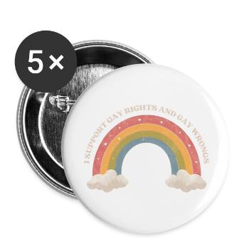 I Support Gay Rights – Pastell Regenbogen Shirt - Buttons klein 25 mm (5er Pack) - Weiß - Vorne