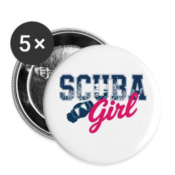 Scuba Girl Tauch-Design - Buttons klein 25 mm (5er Pack) - Weiß - Vorne