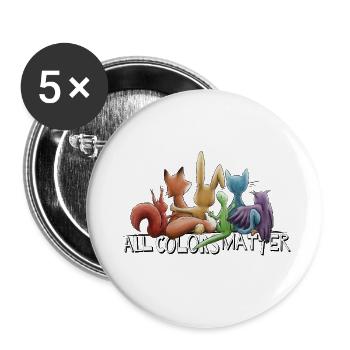 Toutes les couleurs comptent ! Animaux arc-en-ciel pour la diversité - Lot de 5 petits badges (25 mm) - blanc - Devant