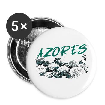 Azores Botanical Hydrangeas Turquoise - Buttons small 1''/25 mm (5-pack) - white - Front