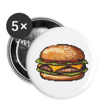 8Bit Hamburger Pixel Art - Buttons small 1''/25 mm (5-pack) - white - Front