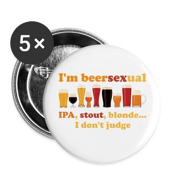 Je Suis Beersexual Buveur De Bières - Lot de 5 petits badges (25 mm) - blanc - Devant