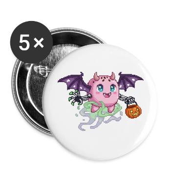 Kawaii Halloween Monster Pixel Art Design - Buttons klein 25 mm (5er Pack) - Weiß - Vorne