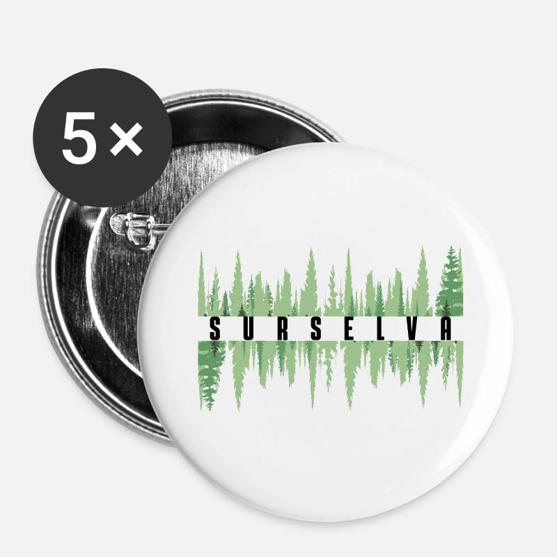 Surselva Waldgrenze - Buttons klein 25 mm (5er Pack) - Weiß
