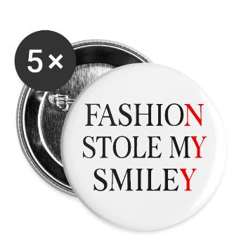 La mode a volé mon smiley - Lot de 5 petits badges (25 mm) - blanc - Devant