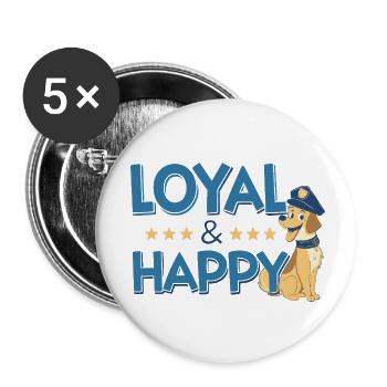 Loyal and Happy Dog Captain - Buttons small 1''/25 mm (5-pack) - white - Front