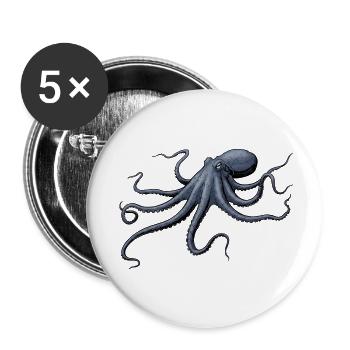 Nachtblauer Kraken Octopus - Buttons klein 25 mm (5er Pack) - Weiß - Vorne