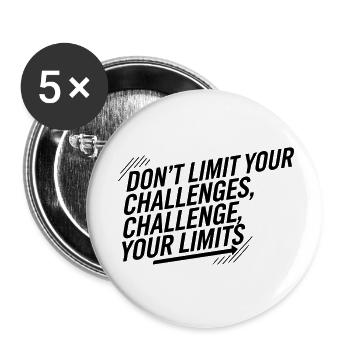 Fordere deine Grenzen heraus – Motivation: Mentale Härte - Buttons klein 25 mm (5er Pack) - Weiß - Vorne