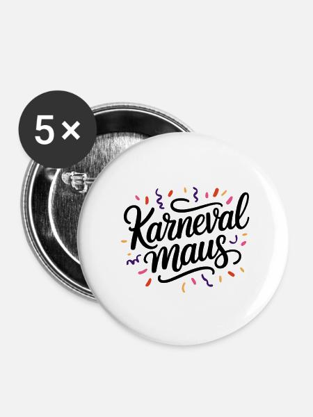 Karnevalmaus Konfetti Kostüm Karneval - Buttons klein 25 mm (5er Pack) - Weiß