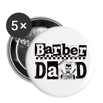 Vintage Barber Papa Barbier Coiffeur - Lot de 5 petits badges (25 mm) - blanc - Devant
