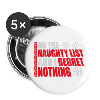 Sur la liste des vilains et ne regrette rien XMas Spruch - Lot de 5 petits badges (25 mm) - blanc - Devant