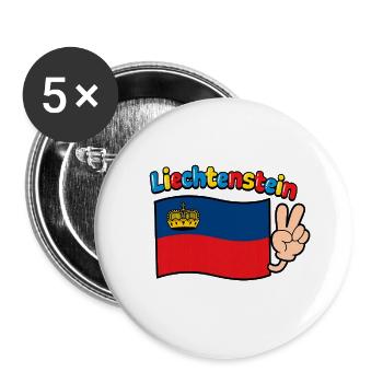 Drapeau du Liechtenstein - Lot de 5 petits badges (25 mm) - blanc - Devant