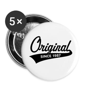 Original Since 1987 (Year of Birth, Birthday / B) - Buttons small 1''/25 mm (5-pack) - white - Front