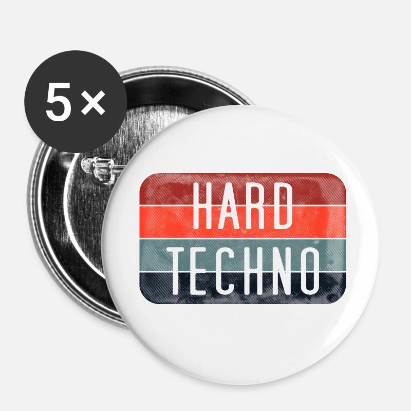 Harte Techno-Streifen - Buttons klein 25 mm (5er Pack) - Weiß