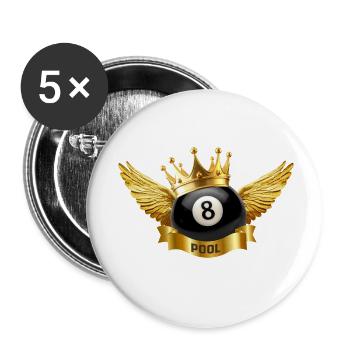 Ballon de billard royal - Lot de 5 petits badges (25 mm) - blanc - Devant