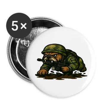 Bulldogge Soldat kriechendes taktisches Cartoon-Design - Buttons klein 25 mm (5er Pack) - Weiß - Vorne