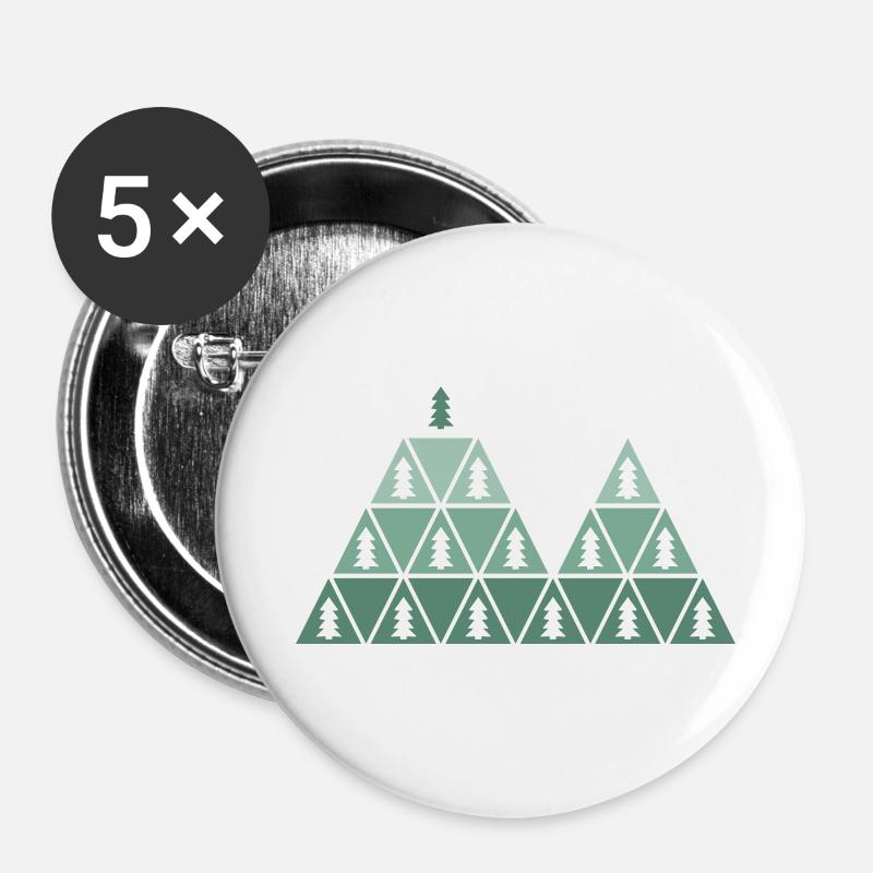 Fir Trees & Mountains - Buttons small 1''/25 mm (5-pack) - white