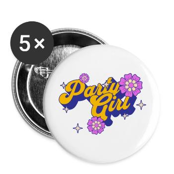 Party Girl - Buttons klein 25 mm (5er Pack) - Weiß - Vorne