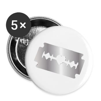 Razor Blade Illustration with Heart Motif - Buttons small 1''/25 mm (5-pack) - white - Front