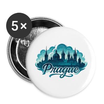 Prag Praha Hauptstadt Tschechien maritim Geschenk - Buttons klein 25 mm (5er Pack) - Weiß - Vorne