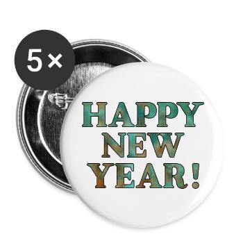 Frohes neues Jahr, Wünsche - Buttons klein 25 mm (5er Pack) - Weiß - Vorne