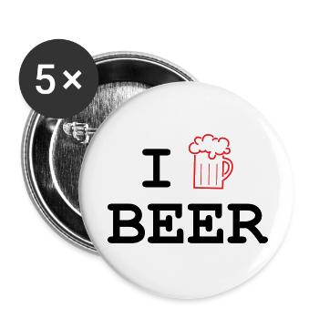 I like beer / Alcohol - Buttons small 1''/25 mm (5-pack) - white - Front