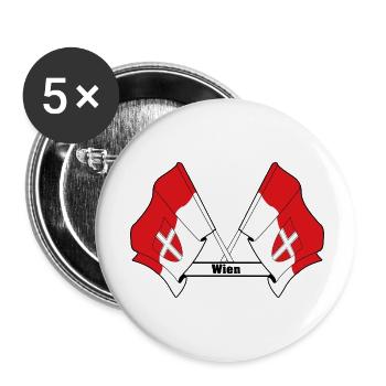 Drapeaux de Vienne avec texte - Lot de 5 petits badges (25 mm) - blanc - Devant