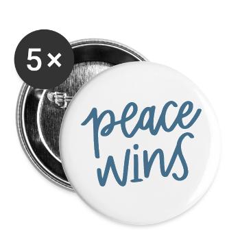 Peace wins hand lettering - Buttons small 1''/25 mm (5-pack) - white - Front