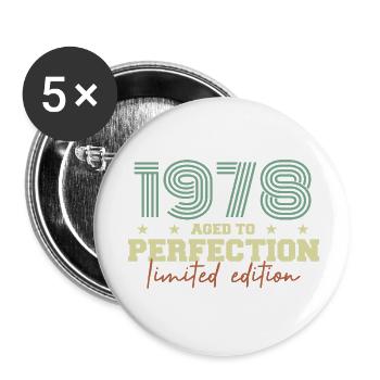 1978 - Lot de 5 petits badges (25 mm) - blanc - Devant