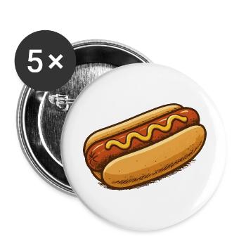 Hot Dog Cartoon Illustration - Buttons small 1''/25 mm (5-pack) - white - Front
