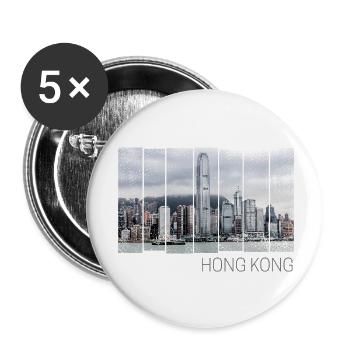Hong Kong Island Skyline Vintage Panorama Souvenir - Buttons klein 25 mm (5er Pack) - Weiß - Vorne