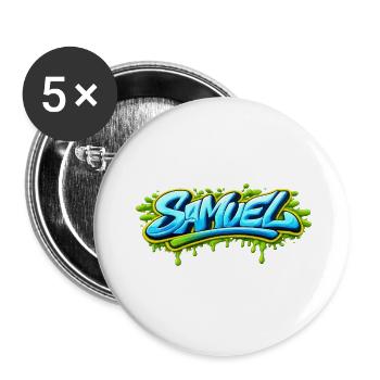 GRAFFITI NAME SAMUEL FOR PERFECT GIFT PRINTABLE - Buttons small 1''/25 mm (5-pack) - white - Front
