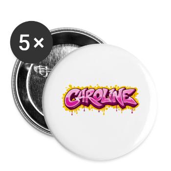 CAROLINE GRAFFITI NAME FOR PERFECT GIFT PRINTABLE - Buttons small 1''/25 mm (5-pack) - white - Front