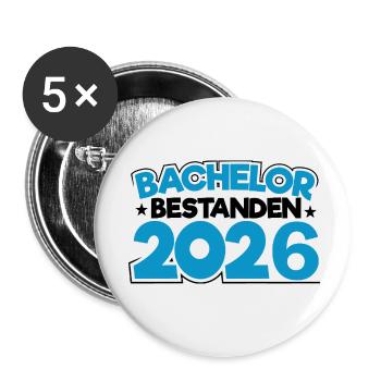 Bachelor 2026 Abschluss Promotion Sponsion - Buttons klein 25 mm (5er Pack) - Weiß - Vorne