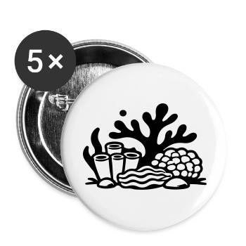 Coral Coral Reef Ocean - Buttons small 1''/25 mm (5-pack) - white - Front