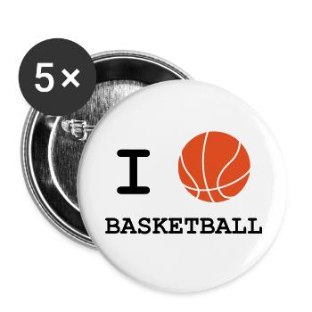 Ich liebe Basketball - Buttons klein 25 mm (5er Pack) - Weiß - Vorne