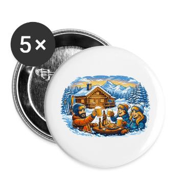 Après ski hut – winter holiday with friends - Buttons small 1''/25 mm (5-pack) - white - Front