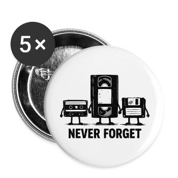 Never Forget Retro Tech - Buttons small 1''/25 mm (5-pack) - white - Front
