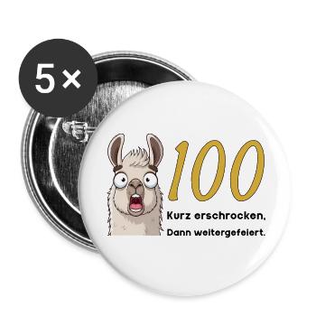 100th birthday – briefly frightened, then celebrated - Buttons small 1''/25 mm (5-pack) - white - Front
